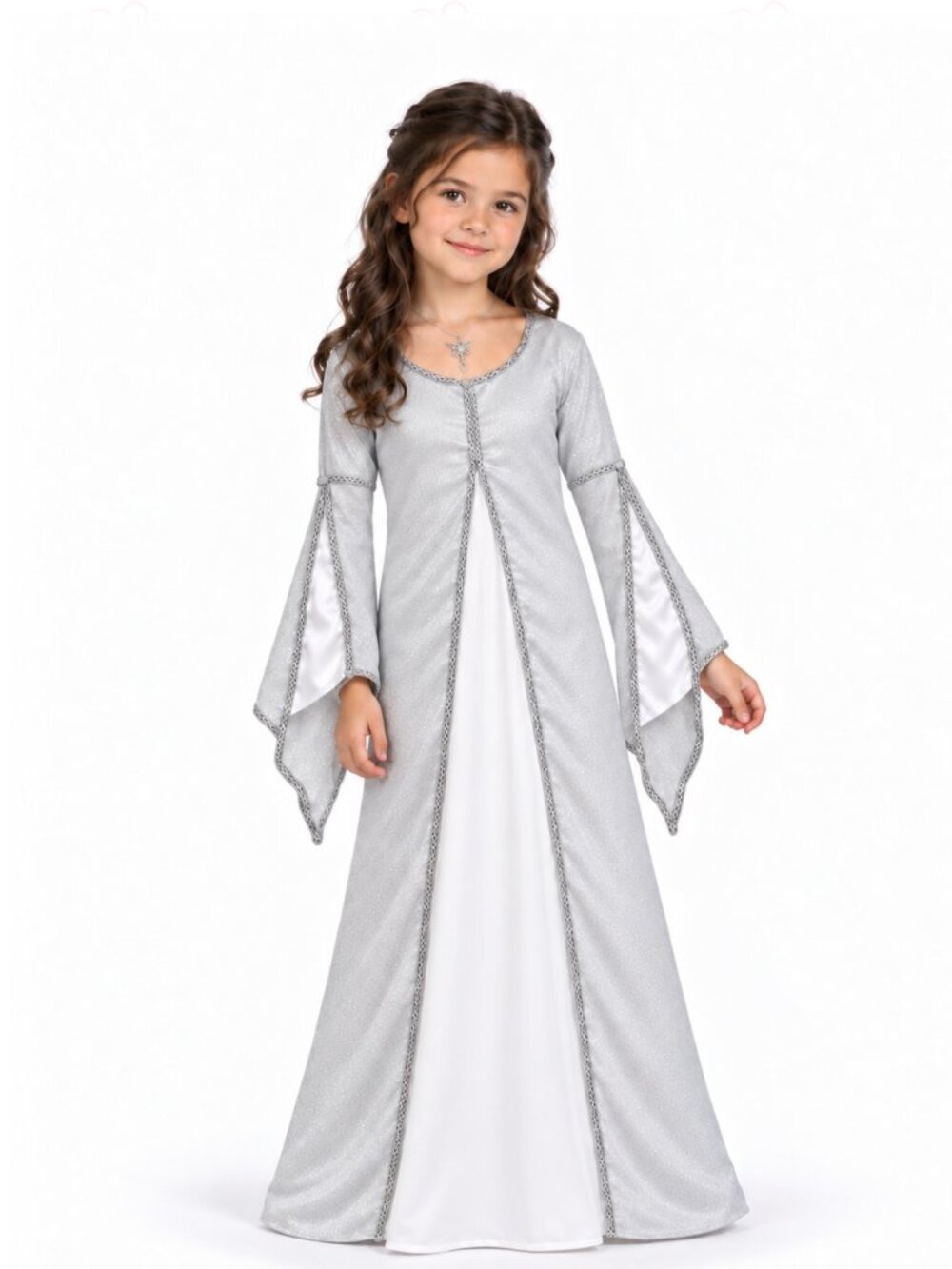Rubie’s Lord of the Rings Arwen Costume Girls M 8-10 NWT Silver Gown
